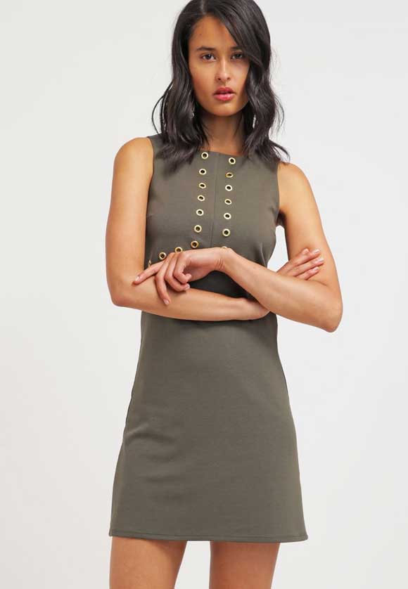 Miss-Selfridge-Vestido-de-algodón---darkgreen