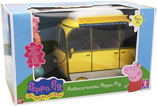Peppa Pig - Auto caravana de vacaciones, color amarillo (Bandai 84211)
