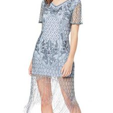 Frock and Frill Fantasia Flapper Style Embellished Cap Sleeve Dress Vestido Fiesta Mujer