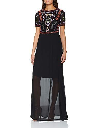 Frock and Frill Embellished Bodice Maxi Dress with Short Sleeves, Vestido de Fiesta para Mujer