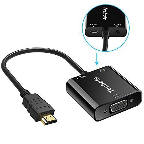 Adaptador HDMI a VGA, Techole HDMI a VGA (Macho a Hembra) 1080P Convertidor con Audio y Mirco USB