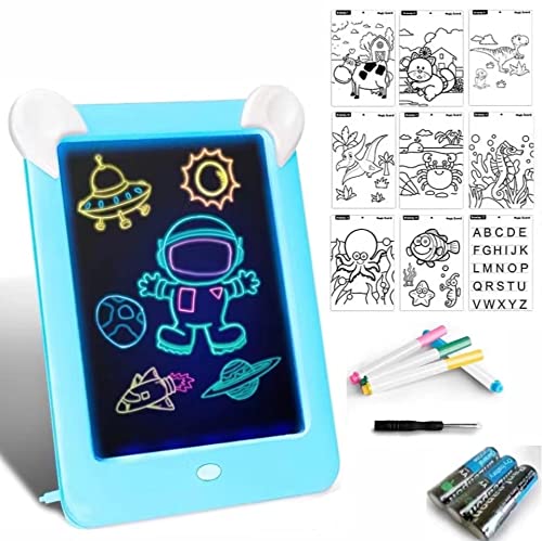 Pizarra Magica Niños Tableta de Dibujo 3D Magico Iluminosa con Luce LED Juguegos Educativo Infantil Creativo Regalo Juguete para Niños