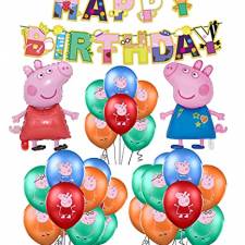 Decoracion Cumpleaños Peppa Pig Globos Pancarta de Feliz Cumpleaños George Pig Globos de Aluminio para Niños Decoraciones de Fiesta Cumpleaños