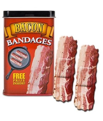 BACON shaped themed Adhesive Bandages, 15 Die-Cut Sterile Strips