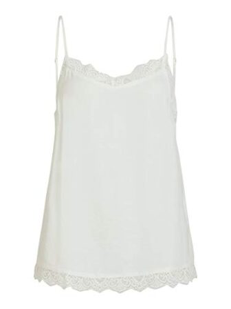 Vila Clothes Vicava Lace Singlet-Noos Camiseta sin Mangas, Blanco (Cloud Dancer Cloud...